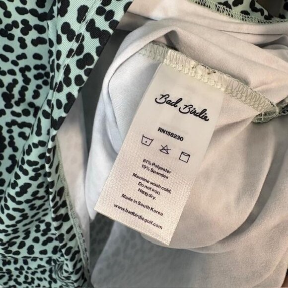 Bad Birdie Pullover Womens Small Mint Cheetah Quarter Zip Golf Mock Neck Stretch - Picture 5 of 8